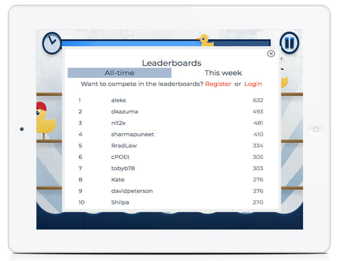 Mobile Games Portal Leaderboards