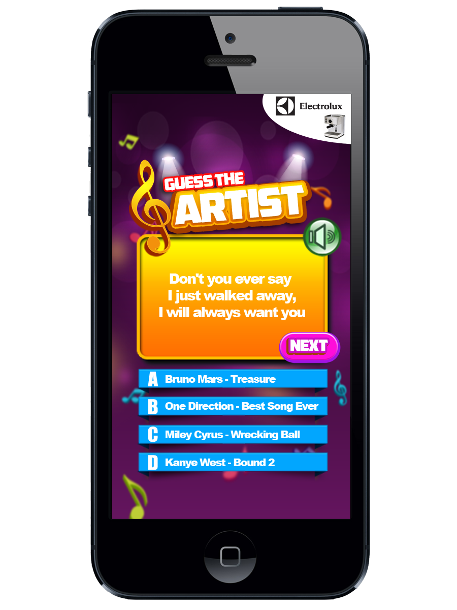 Guess the Artist, a HTML5 quiz game with Electrolux