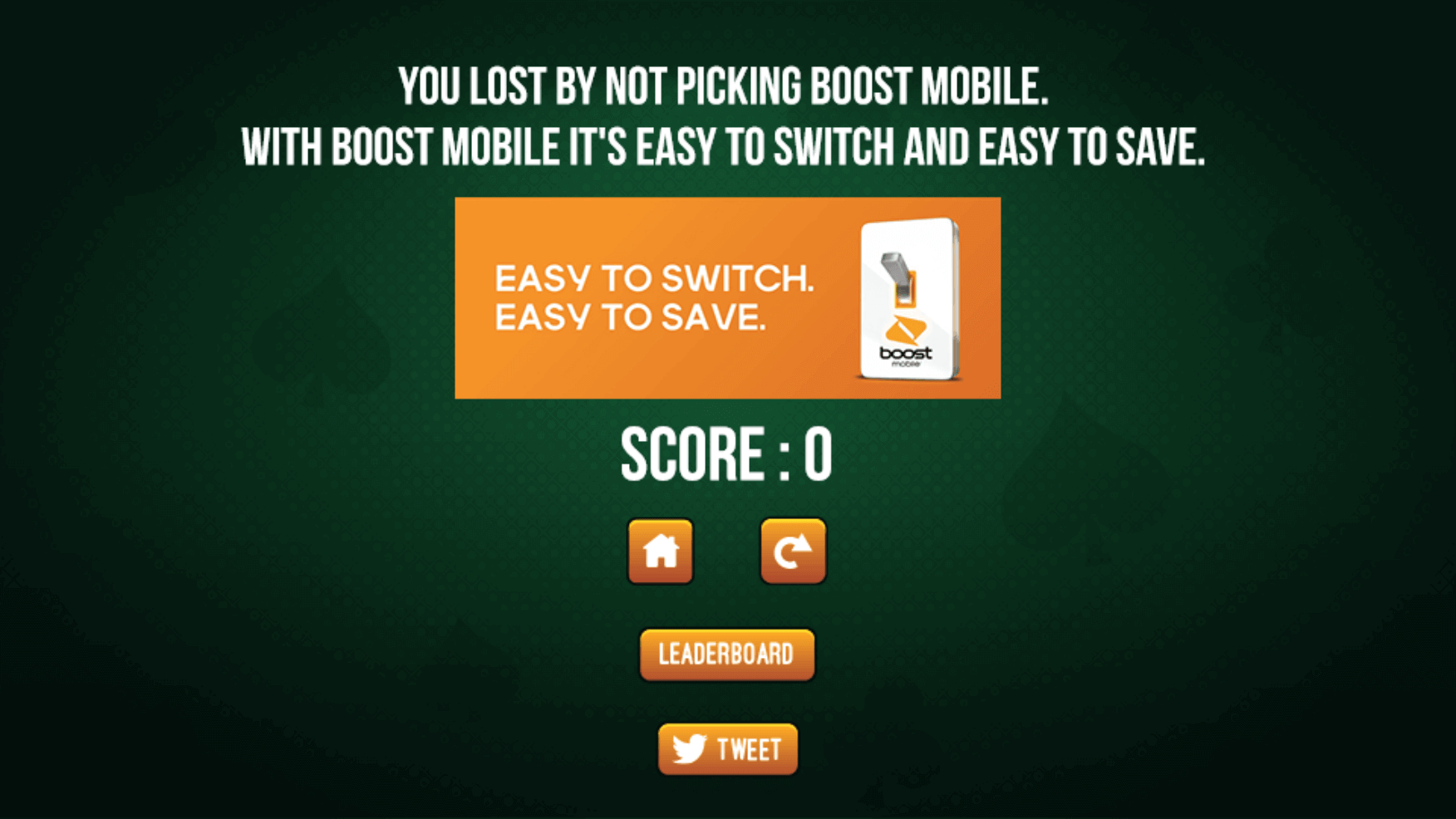 HTML5 Card Game For Boost Mobile