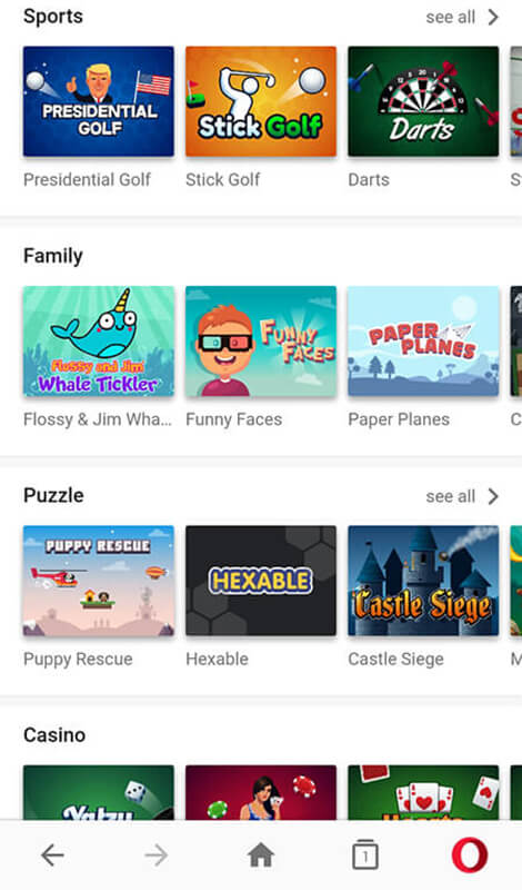 Opera Browser HTML5 Games