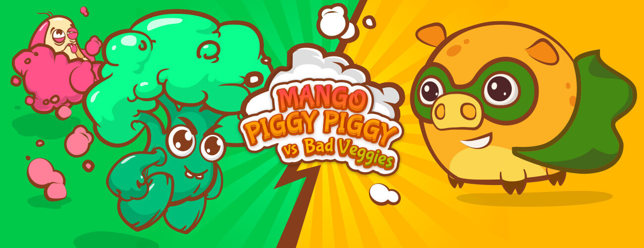 Mango Piggy Piggy vs Bad Veggies HTML5 Game