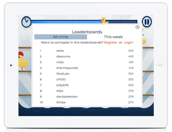 Exhibition Games Leaderboards